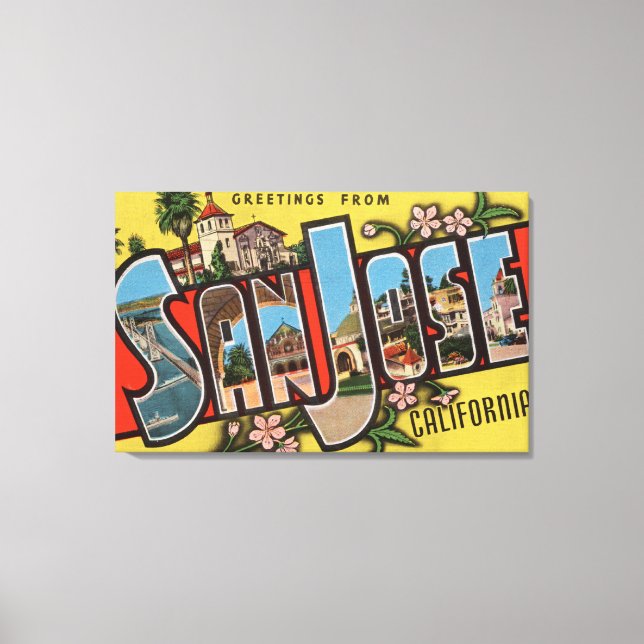 San Jose, CaliforniaLarge Letter Scenes 2 Canvas Print (Front)