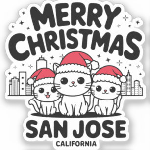 San Jose City California Merry Christmas Cats USA