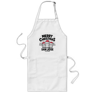 San Jose City California Merry Christmas Cats USA Long Apron