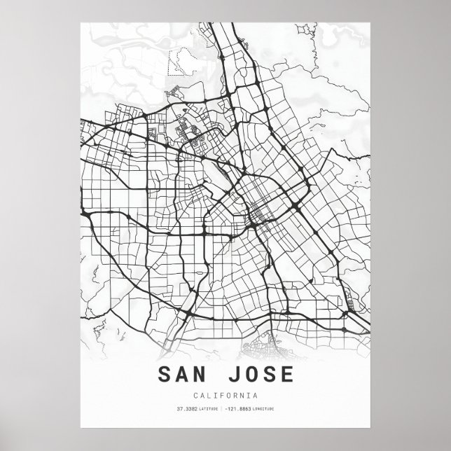 San Jose City Map Poster (Front)