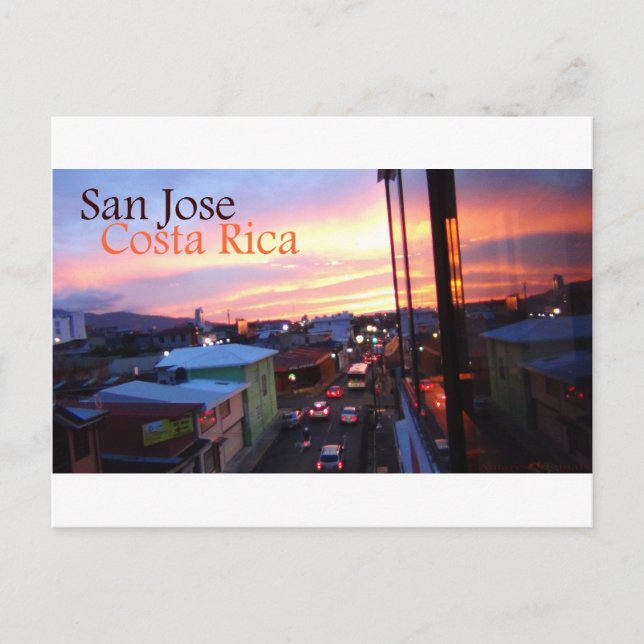 San Jose Costa Rica Sunset Postcard (Front)