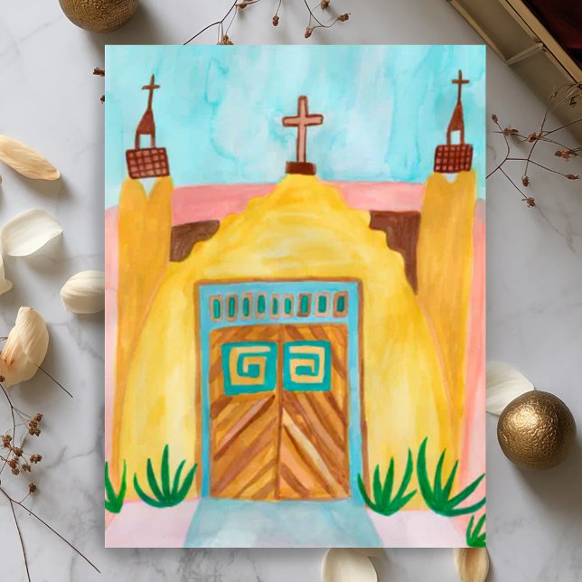 San Jose de Gracia Church Watercolor New Mexico Postcard (San Jose de Gracia Church Watercolor New Mexico Postcard
)