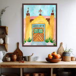 San Jose de Gracia Church  Watercolor New Mexico Poster<br><div class="desc">Watercolor painting inspired by a visit to New Mexico. Hand painted by me for you. Add or edit your own text if you like to customize it. Be sure to check out my shop for more fun stuff!</div>