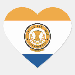 San Jose Flag Heart Sticker