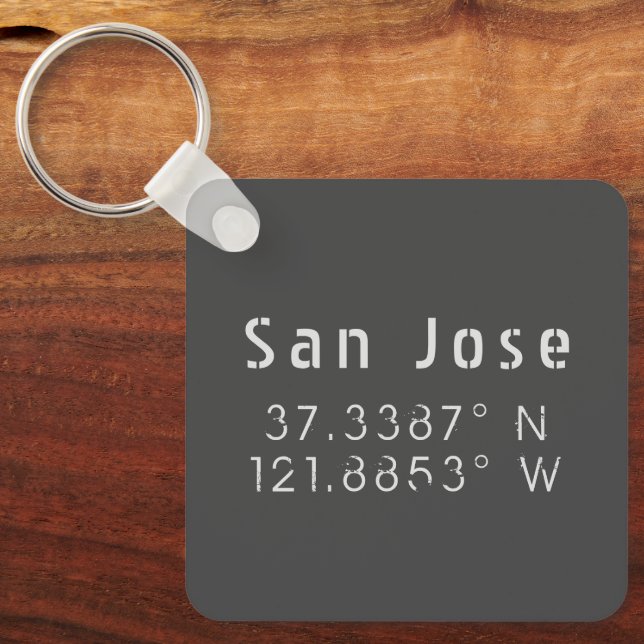 San Jose Latitude Longitude  Key Ring (Front)