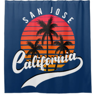 San Jose Retro Sunset Shower Curtain