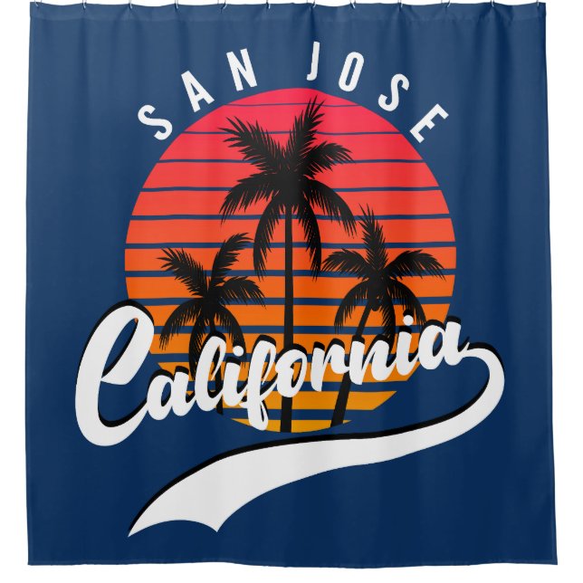 San Jose Retro Sunset Shower Curtain (Front)