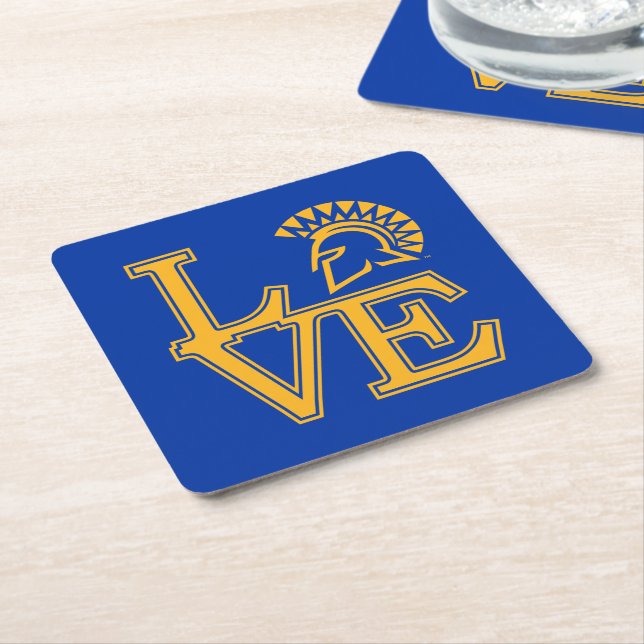 San Jose State Love Square Paper Coaster (Angled)