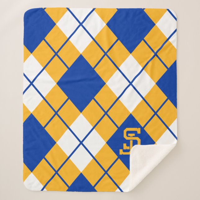 San Jose State Spartans argyle Sherpa Blanket (Front)