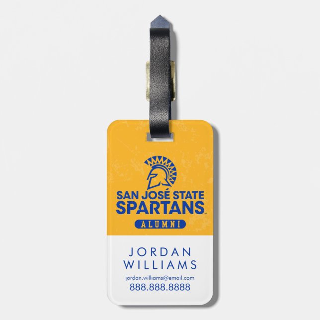 San Jose State Spartans Distressed Luggage Tag (Back Vertical)