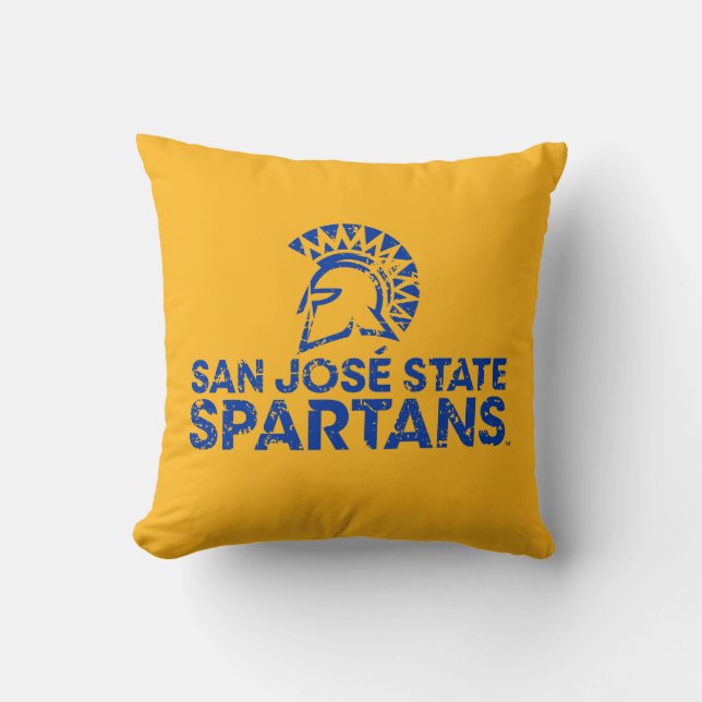 San Jose State Spartans Logo Wordmark Distressed Cushion (Front)
