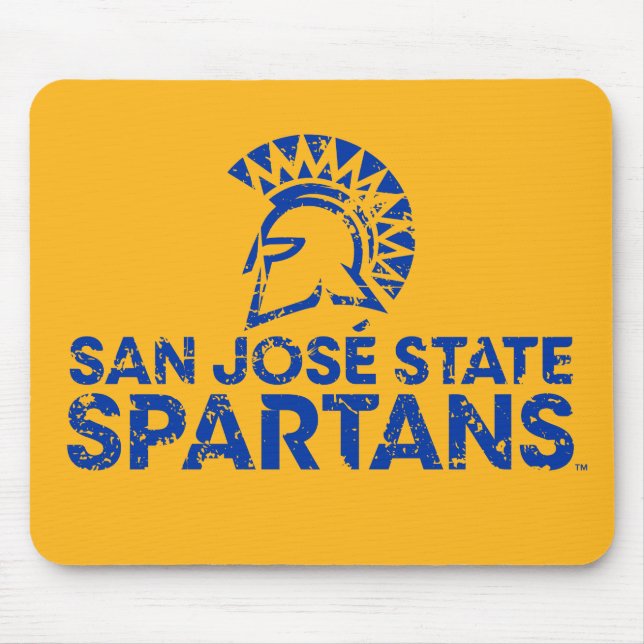 San Jose State Spartans Logo Wordmark Distressed Mouse Mat (Front)