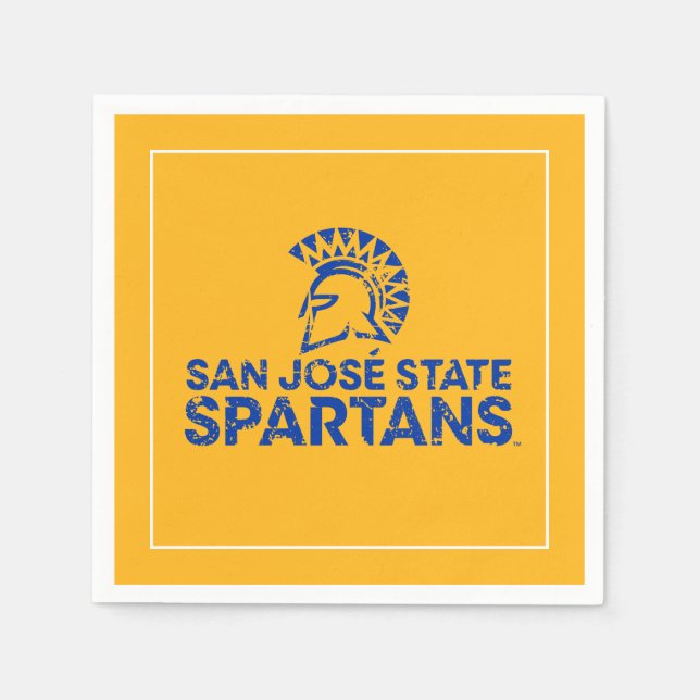 San Jose State Spartans Logo Wordmark Distressed Napkin (Front)