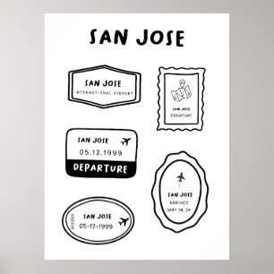 San Jose - Travel Stamp Collection   Minimalist De Poster