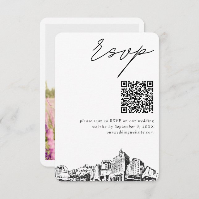 San Jose Wedding Modern RSVP QR Code Enclosure Card (Front/Back)