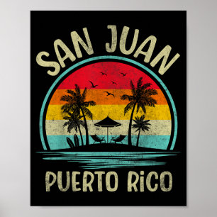San Juan Beach Puerto Rico Palm Tree Family Summer Poster