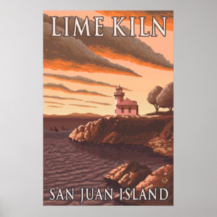 San Juan Island, WA - Lime Kiln Lighthouse Poster