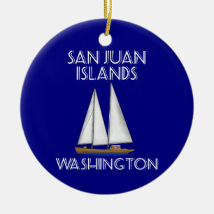 San Juan Islands Washington Sailing Ceramic Tree Decoration