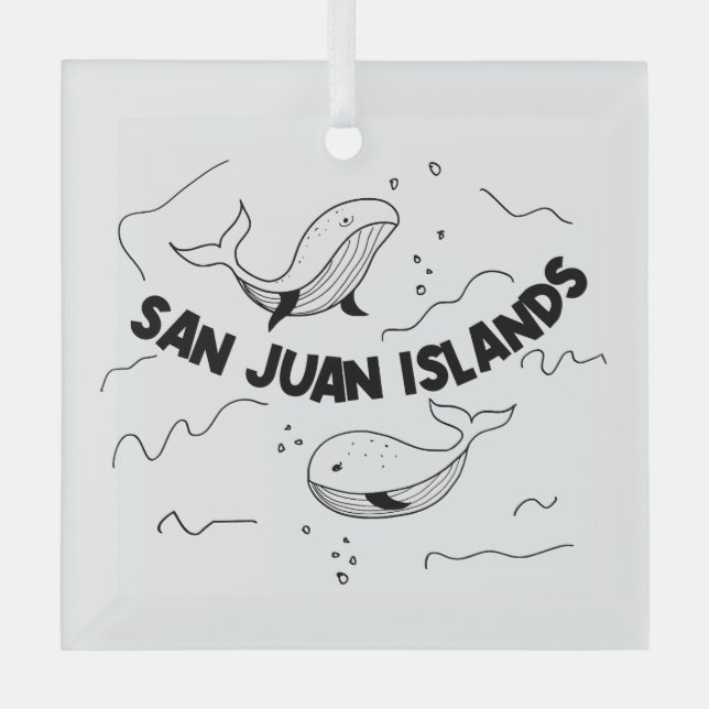 San Juan Islands Whales Glass Tree Decoration (Front)