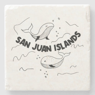 San Juan Islands Whales Stone Coaster
