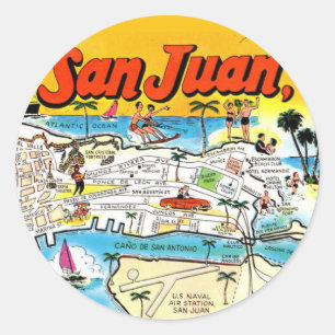 San Juan Map Classic Round Sticker