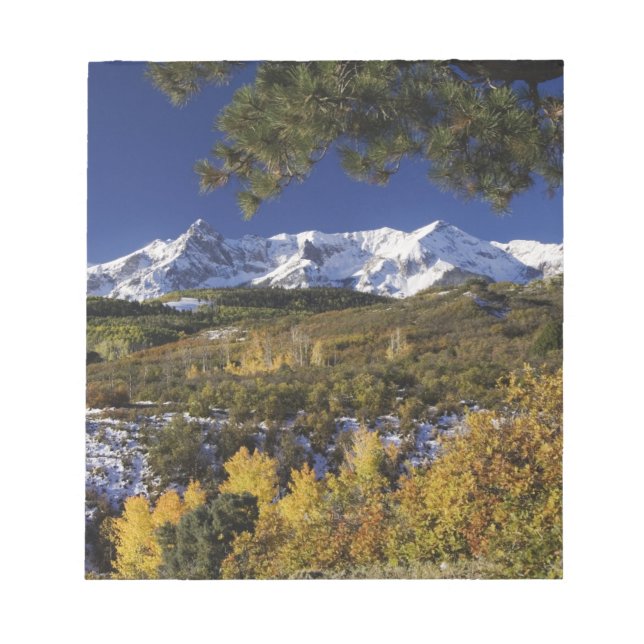 San Juan Mountains and Aspen trees in fallcolor Notepad (Front)