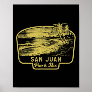 San Juan Puerto Rico Beach Surf Vintage Blue Men W Poster