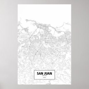 San Juan, Puerto Rico (black on white) Poster