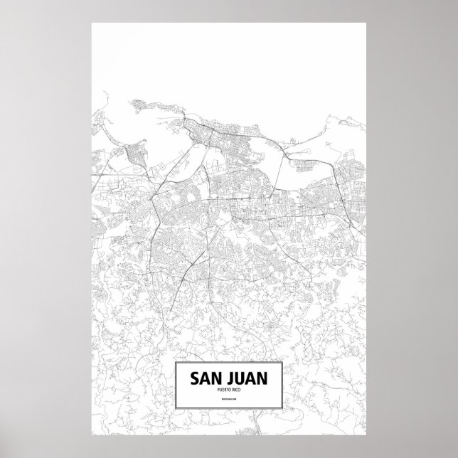San Juan, Puerto Rico (black on white) Poster (Front)