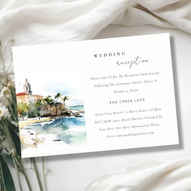 San Juan Puerto Rico Landscape Wedding Reception Enclosure Card (Creator Uploaded)