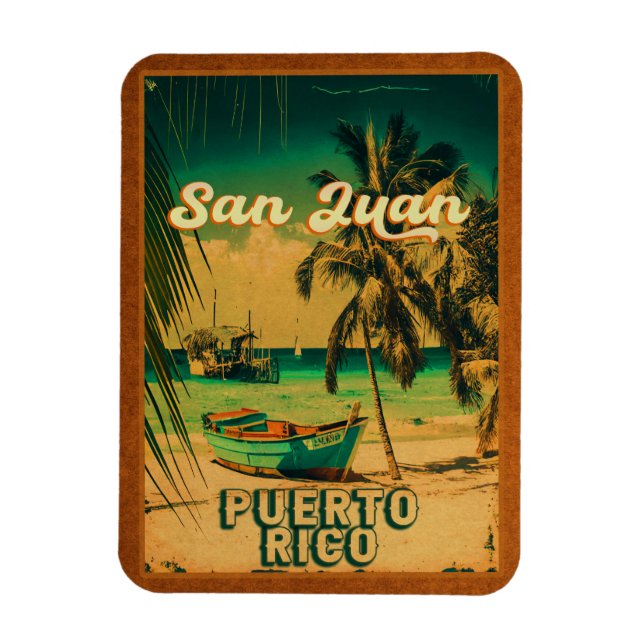San Juan Puerto Rico Palm Tree Souvenirs 60s Magnet (Vertical)