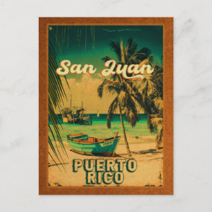 San Juan Puerto Rico Palm Tree Souvenirs 60s Postcard