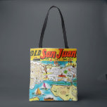 San Juan Puerto Rico Tote<br><div class="desc">A vintage,  very colourful postcard map of San Juan,  Puerto Rico repurposed all over a wonderful shoulder tote.</div>