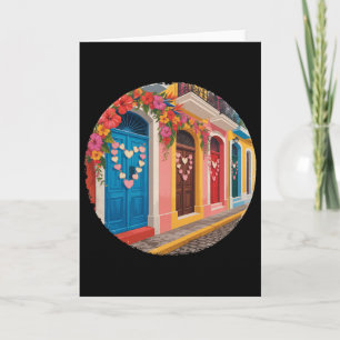 San Juan Puerto Rico Valentine Doors Heart Garland Card