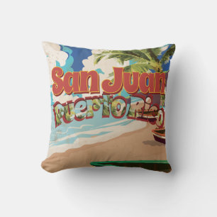 San Juan Puerto Rico Vintage Travel Poster Cushion