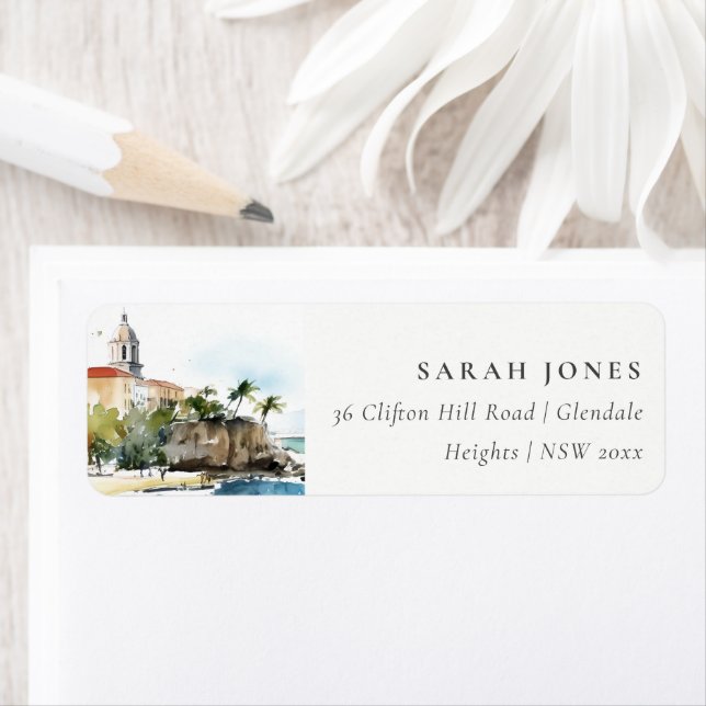 San Juan Puerto Rico Watercolor Landscape Wedding (Insitu)