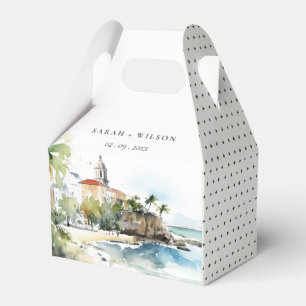 San Juan Puerto Rico Watercolor Landscape Wedding Favour Box