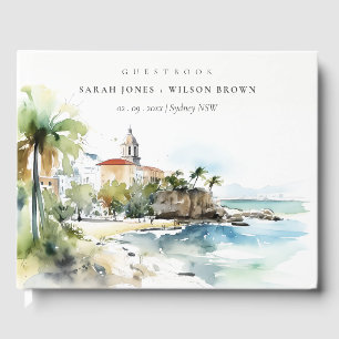 San Juan Puerto Rico Watercolor Landscape Wedding Guest Book