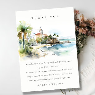 San Juan Puerto Rico Watercolor Landscape Wedding Thank You Card
