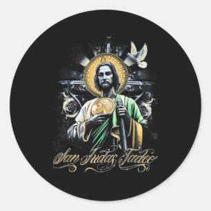 San Judas Tadeo Religious Art Catholic Saints Desi Classic Round Sticker
