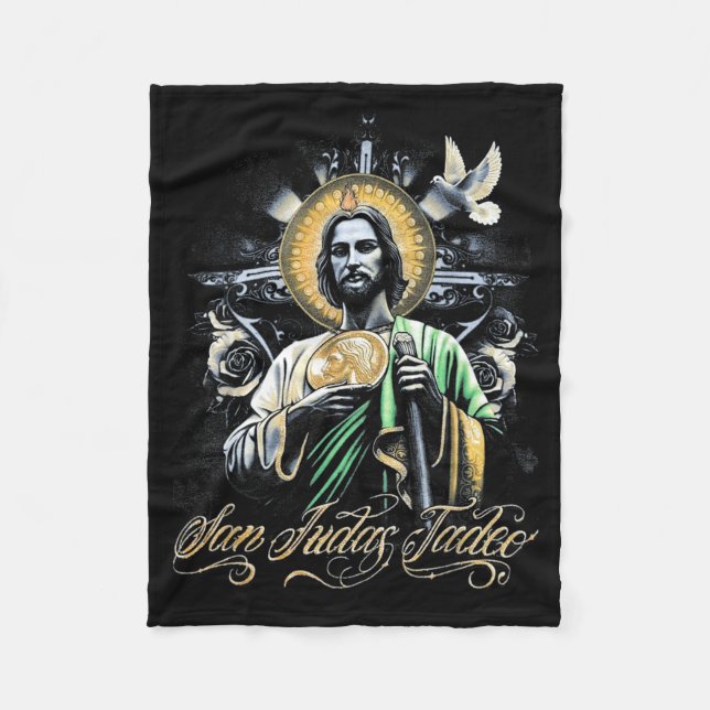 San Judas Tadeo Religious Art Catholic Saints Desi Fleece Blanket (Front)