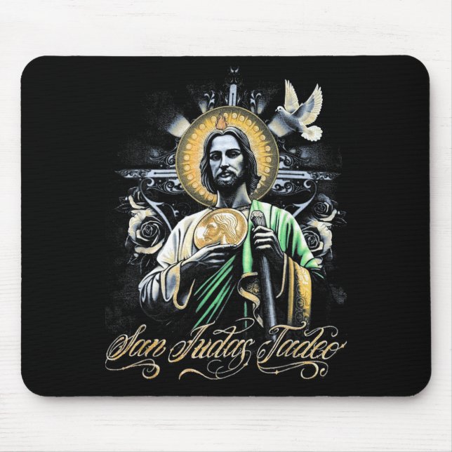 San Judas Tadeo Religious Art Catholic Saints Desi Mouse Mat (Front)