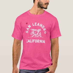 San Leandro California Beach Flag Bear Surf Ca Vin T-Shirt