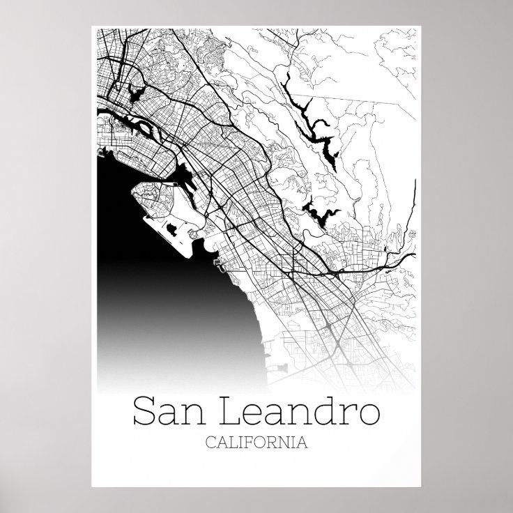 San Leandro Map California City Map Poster Zazzle