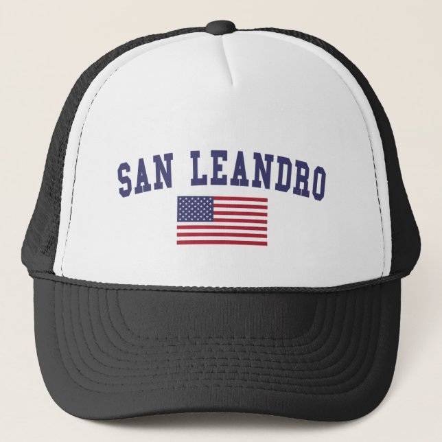 San Leandro US Flag Trucker Hat (Front)