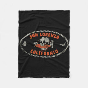 San Lorenzo California Ca Retro Surfer Front And C Fleece Blanket