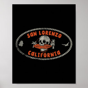 San Lorenzo California Ca Retro Surfer Front And C Poster