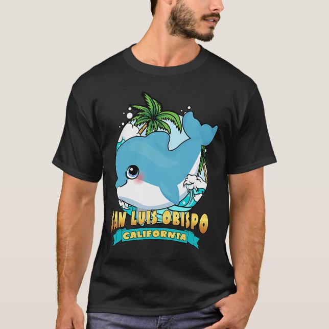 SAN LUIS OBISPO CALIFORNIA Cute Baby Dolphin Beach T-Shirt (Front)