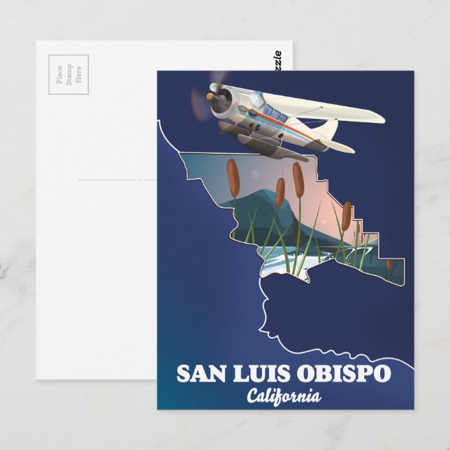 San luis obispo California map Postcard (Front/Back)