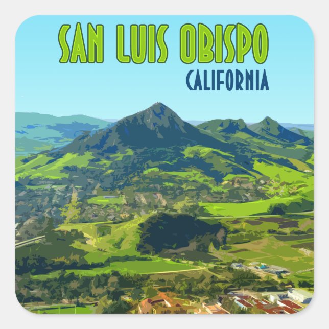 San Luis Obispo California Vintage Square Sticker (Front)
